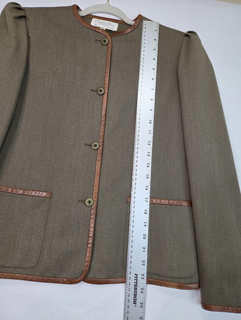 VTG Christian Dior Sportswear Pantsuit Jacket & Pants Leather Trim Size 8 - Picture 8 of 16